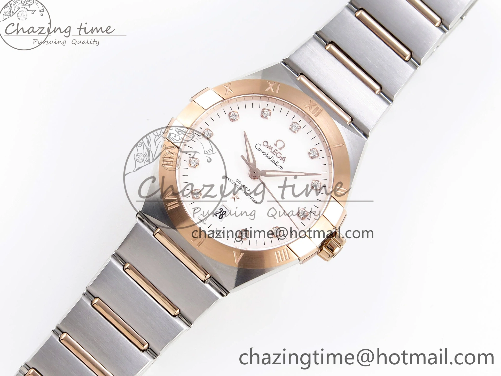 0414 Constellation 39mm SS RG ASWF 1:1 Best Edition White Diamonds Dial on SS RG Bracelet A Minimalist 7772